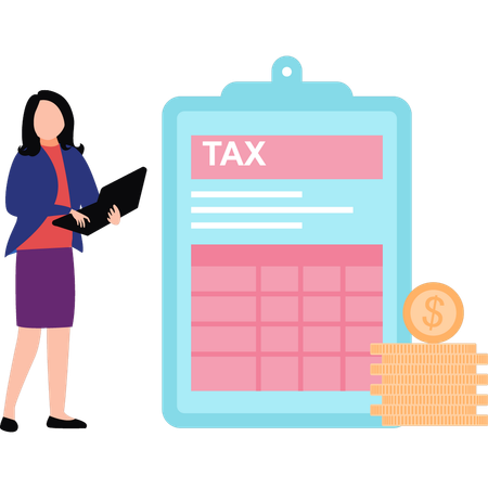 Employee is doing tax calculation  Illustration