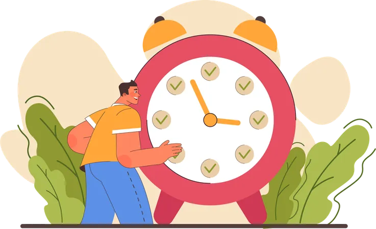 Employee is doing time management  Illustration