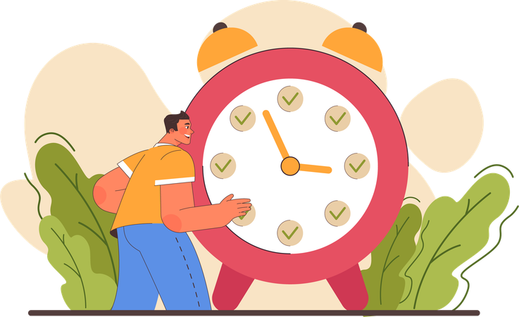 Employee is doing time management  Illustration