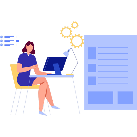 Employee is doing web monitoring  Illustration