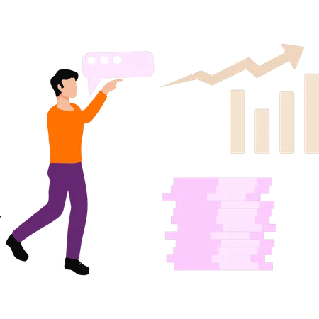 Boy Is Pointing At Business Graph Illustration