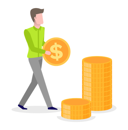 Employee is gathering money  Illustration