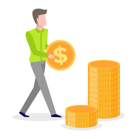 Employee is gathering money  Illustration