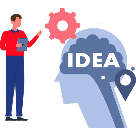 Employee is generating idea in his mind  Illustration