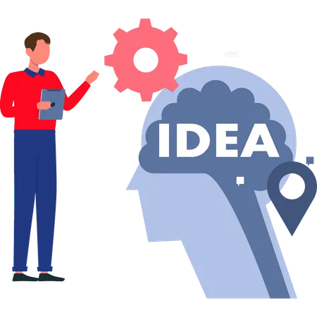 Employee is generating idea in his mind  Illustration