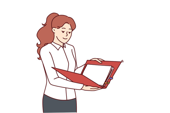 Employee is holding office files for presentation  Illustration