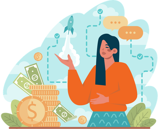 Employee is launching financial startup  Illustration