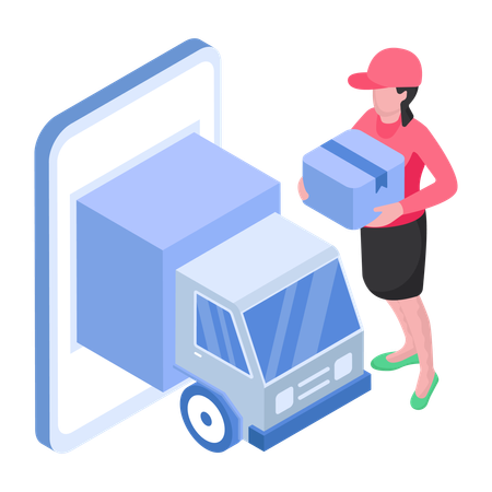 Employee is loading truck with goods  Illustration