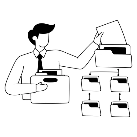 Employee is managing files and projects  Illustration