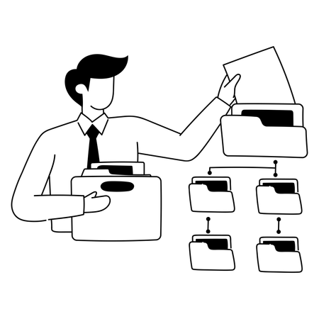 Employee is managing files and projects  Illustration