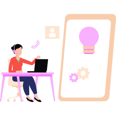 Employee is monitoring business data  Illustration