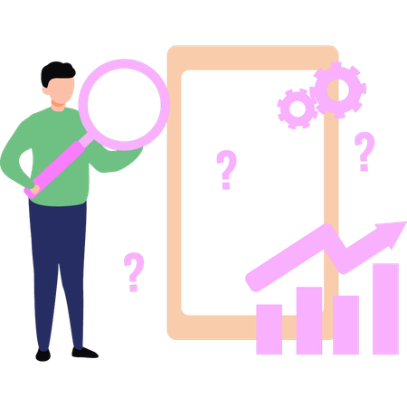 Employee is monitoring business data  Illustration