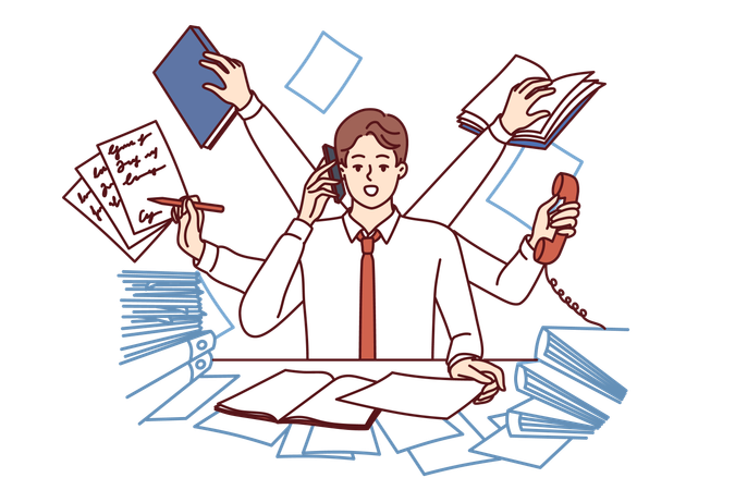 Employee is multitasker  Illustration