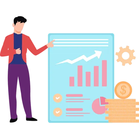 Employee is pointing towards business data  Illustration