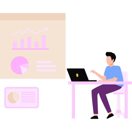 Employee is presenting business data  Illustration