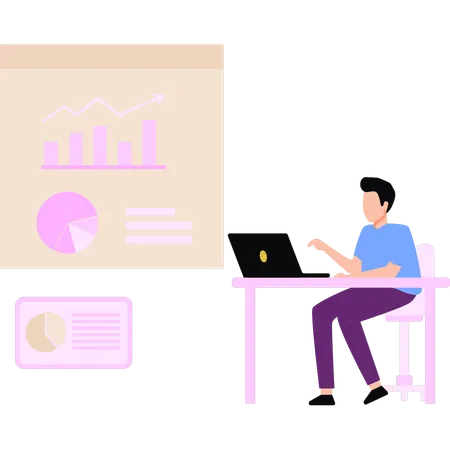 Employee is presenting business data  Illustration