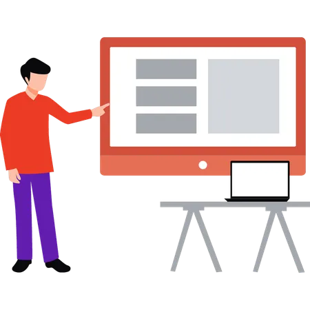 Employee is presenting business data  Illustration