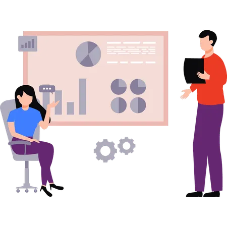 Employee is presenting business graphs  Illustration