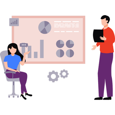 Employee is presenting business graphs  Illustration