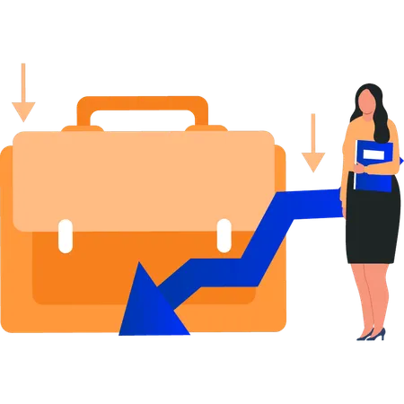 The Girl Is Standing Next To The Briefcase Illustration