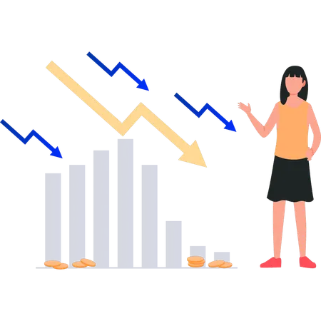 Employee is presenting money down situation  Illustration