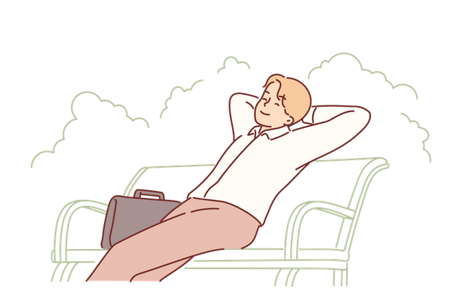 Employee is relaxing in garden  Illustration
