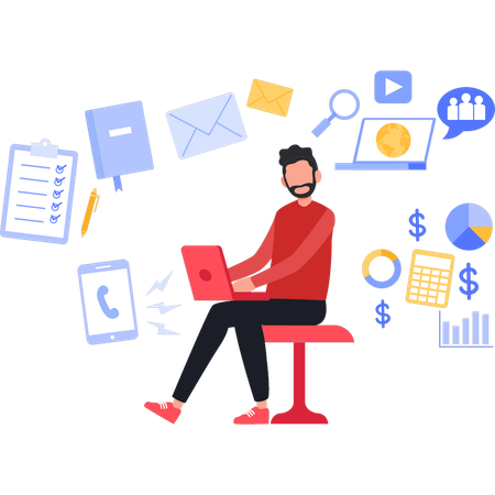 Employee is sending marketing mails  Illustration