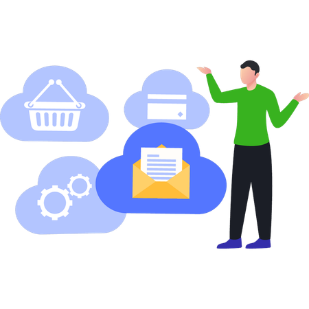 Employee is sending marketing mails  Illustration