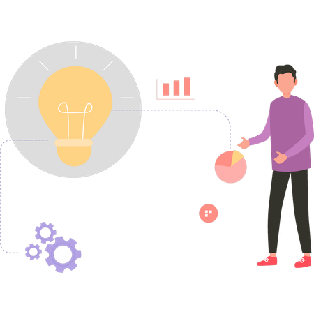 Employee  is showing graphical ideas  Illustration