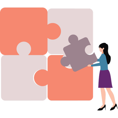 Employee is solving business puzzle  Illustration