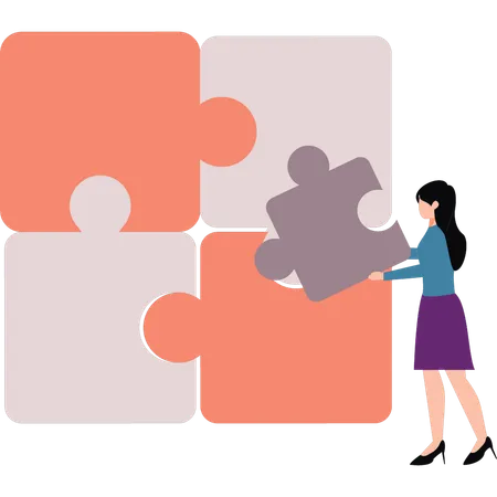 The Girl Is Solving The Puzzle Illustration