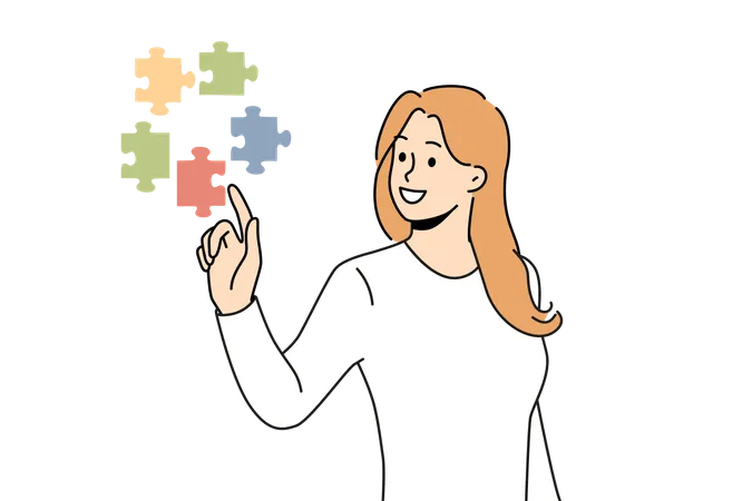 Employee is solving business puzzle  Illustration