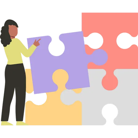 Employee is solving jigsaw puzzle  Illustration