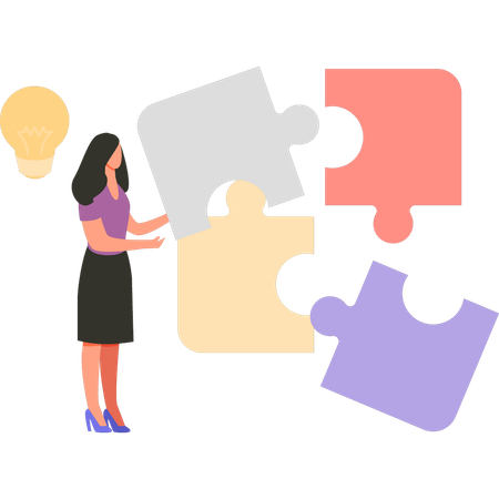 Employee is solving puzzle  Illustration