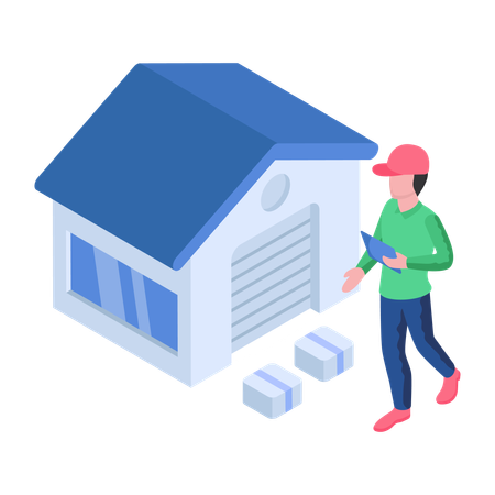 Employee is storing logistics in warehouse  Illustration