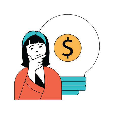 Employee is thinking for financial ideas  Illustration
