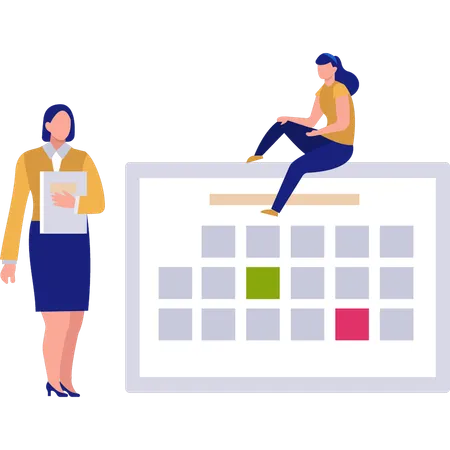 Employee is tracking calendar events  Illustration