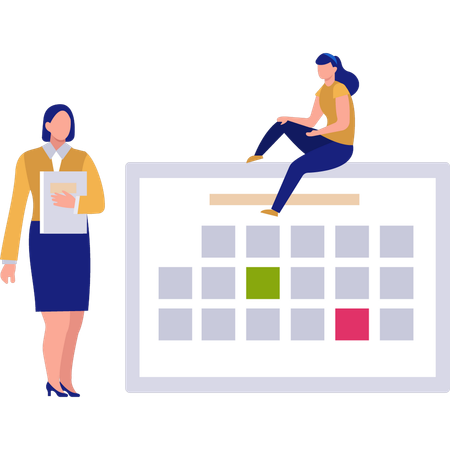 Employee is tracking calendar events  Illustration