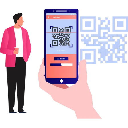 Employee is using barcode scanner  Illustration