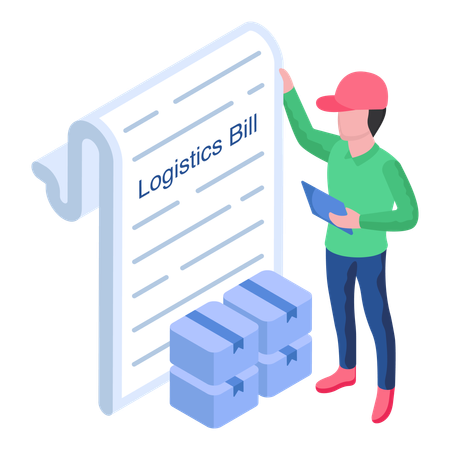 Employee is verifying logistics bill  Illustration