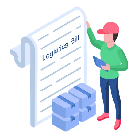 Employee is verifying logistics bill  Illustration