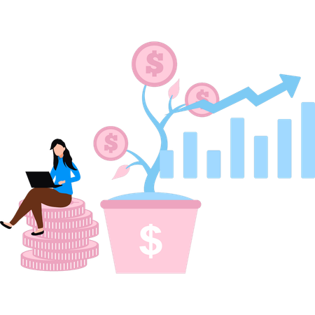 Employee is viewing business analysis  Illustration