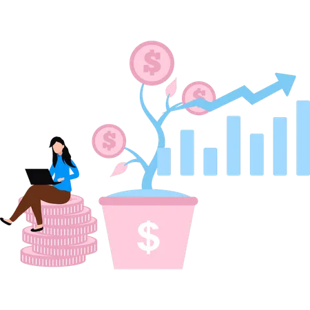 Employee is viewing business analysis  Illustration