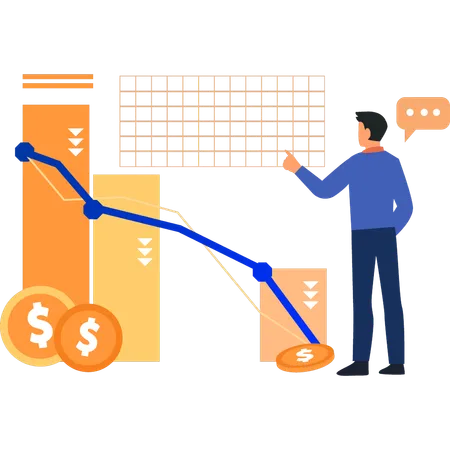 Employee is viewing downfall graph  Illustration