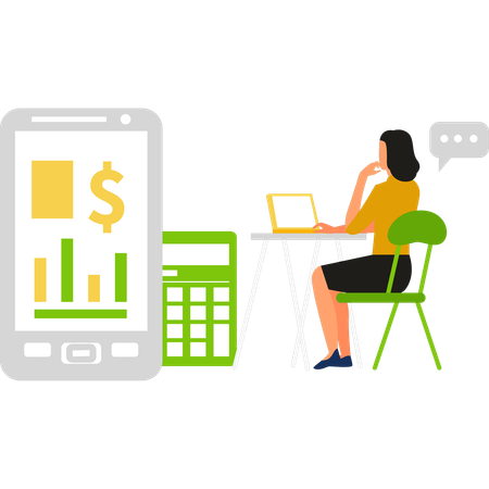 Employee is viewing financial data  Illustration