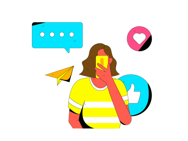 Employee is viewing social media responses  Illustration
