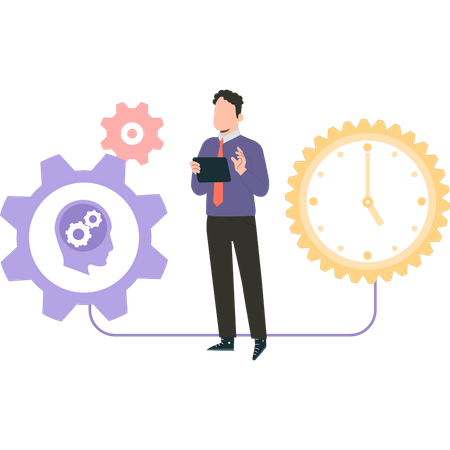 Employee is working according to schedule  Illustration