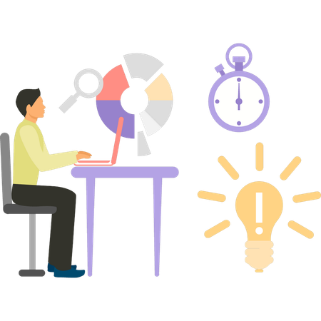 Employee is working according to time schedule  Illustration