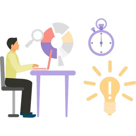 Employee is working according to time schedule  Illustration