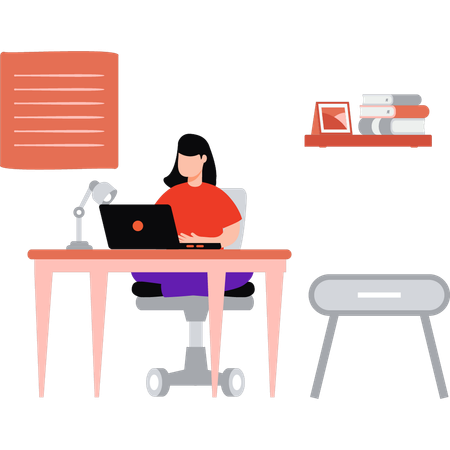 Employee is working from home  Illustration